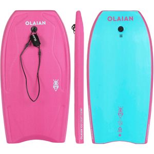 Bodyboard voor kinderen 100 roze blauw met pols leash