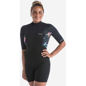 Damesshorty met korte mouwen voor surfen 500 palmdark rugrits