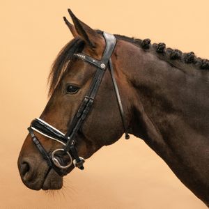 Dressuurhoofdstel voor paard en pony 900 zwart en wit