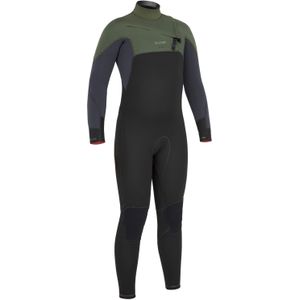 Wetsuit voor surfen kinderen 900 3/2 front zip zwart kaki