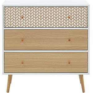 BAÏTA - Commode Oost-Indische kers, wit en eikeneffect, 78 cm