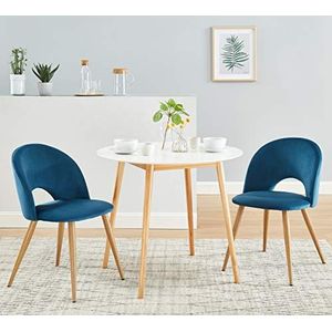 BAITA Eugenie, set van 2 stoelen van blauw fluweel, H77 cm