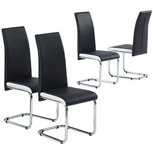 BAÏTA 4 stoelen Mara, zwart en wit, L54 cm