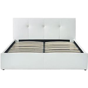 BAÏTA Bed, SEGURO kunstleer, wit, 140 x 190 cm, inclusief lattenbodem