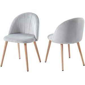 Baïta shell stoel, velours, grijs, L 52 x D 53,5 cm, 2 stuks