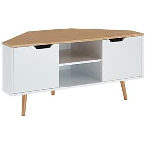 Intermas TV-hoekkast – decor wit en eiken – industriële stijl – L 115 x D 55 x H 53,5 cm – LYNA