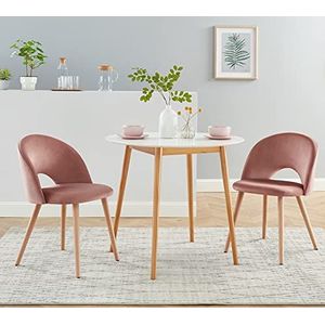 BAïTA 2 stoelen, eugenie, velours, roze, 52 x 56 x 77 cm