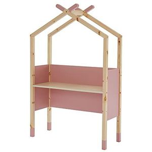 BAÏTA TINY01 bureau voor kinderen, tipi, grenenhout, roze, L 100 cm