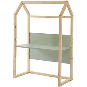 BAÏTA TINY02 Uitbreidbaar bureau voor kinderen, hut, grenenhout, groen, L 100 cm