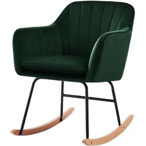 BAÏTA Elsa schommelstoel met schommelpoten, velours, groen, 72 x 58,5 x 78 cm