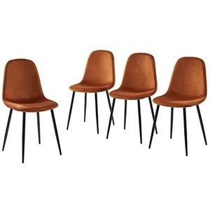 BAÏTA - Set van 4 stoelen Lena velours terracotta metalen poten zwart