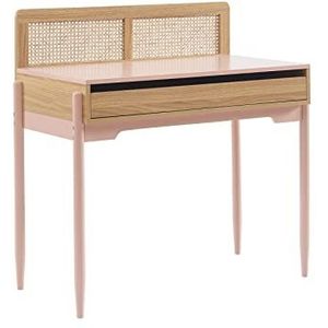 BAÏTA Kinderbureau Pablo roze en rotan rieten