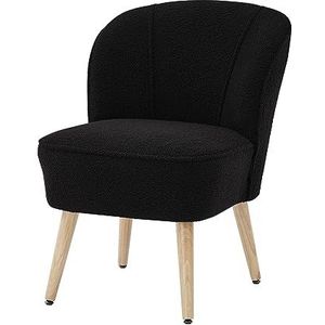 BAÏTA Tivoli fauteuil in zwarte Bouclette stof met houten voet
