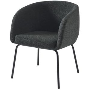 Belem fauteuil in antraciet Bouclette stof met zwarte metalen voet