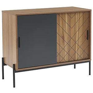 BAÏTA Dressoir GEOMA donker eiken effect en antracietgrijs, L 90 cm