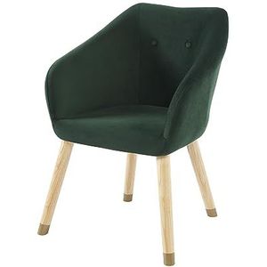 BAÏTA Hilda fauteuil in groen fluweel met houten en gouden voet