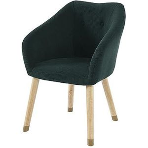 BAÏTA Hilda fauteuil in groen corduroy met houten en gouden voet