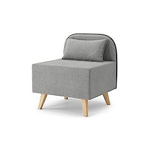 BAÏTA Sarah fauteuil in grijze stof en houten voet