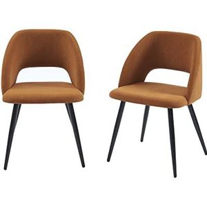 BAÏTA Set van 2 stoelen vintage corduroy terracota metalen poten zwart