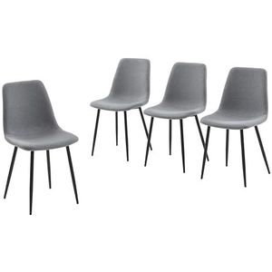 BAÏTA Set van 4 stoelen Estelle stof lichtgrijs metalen poten zwart