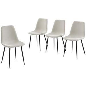 BAÏTA Set van 4 stoelen Estelle stof beige metalen poten zwart
