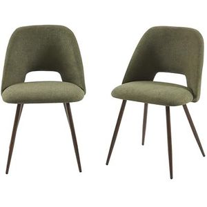 BAÏTA Set van 2 stoelen Elisabeth stof, groen, poten in eikenlook