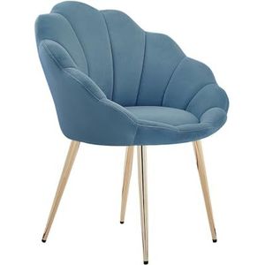BAÏTA Blauwe fluwelen koraal fauteuil met gouden sokkel