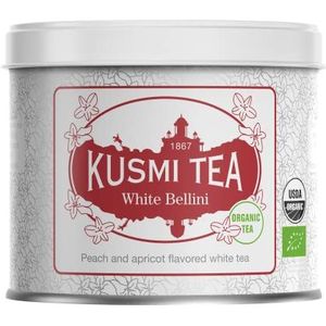 Kusmi Tea - Witte Thee Bio White Bellini - Witte thee met perzik-abrikoosaroma - Metalen Theedoos 90 g - Ongeveer 40 kopjes