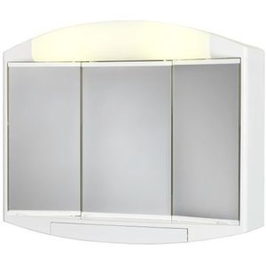 Allibert KALY - toiletkast - 3 spiegeldeuren - wit kunststof - 1 UTE (conform BEL) stopcontact - 1 verlichtingsschakelaar - 59 cm breed