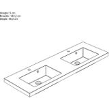 Wastafel allibert kole 140,2x5x46,2 cm dubbel glanzend wit