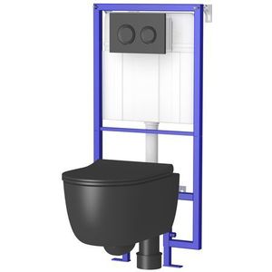 Allibert Inbouwreservoir Set Nero | Zwarte Randloos Toiletpot | Inbouwtoiletten