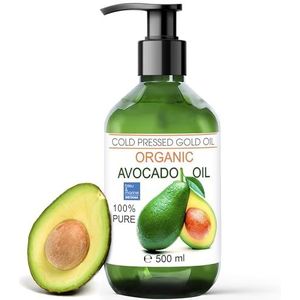 Biologische avocado-olie, oogverzorging, haargroei, hydratatie van de huid, lichaamsmassage, nagelverzorging, met kleimasker, cellulitiscrème, 500 ml