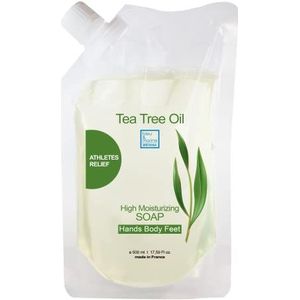 Desinfectiezeep handreiniger antibacterieel gezicht acne lichaam haar met tea tree olie 500 ml – douchegel mycose nagels voet shampoo luizen kinderzeep tegen acne tea tree olie