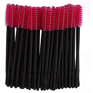 100 Stks Wegwerp Wimper Borstel, Mascara Wand Spoolie Borstels, Wenkbrauw Applicator, Make-up Set Voor Schoonheid Oogmake-up (Rood)
