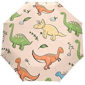 Cartoon roze dinosaurus paraplu winddicht automatisch opvouwbare paraplu's automatisch open sluiten voor mannen vrouwen kinderen