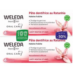 Weleda - Ratanhia - Tandpasta - Set van 2 - 75 ml - Natuurlijke Essentiële Oliën