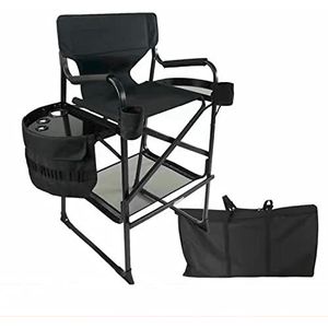Director Chair Professionele make-upstoel, directorteursstoel met zijvakken en zijzakken, opvouwbare aluminium make-upstoel