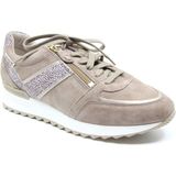 Mephisto, TOSCANA,12218 42334 9553, Taupe kleurige dames sneaker met ritsen en een uitneembaar voetbed