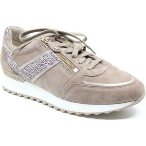 Mephisto, TOSCANA,12218 42334 9553, Taupe kleurige dames sneaker met ritsen en een uitneembaar voetbed