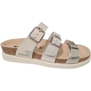 Mephisto - Hyacinta - Leren Slippers - Zilver Wit - Dames