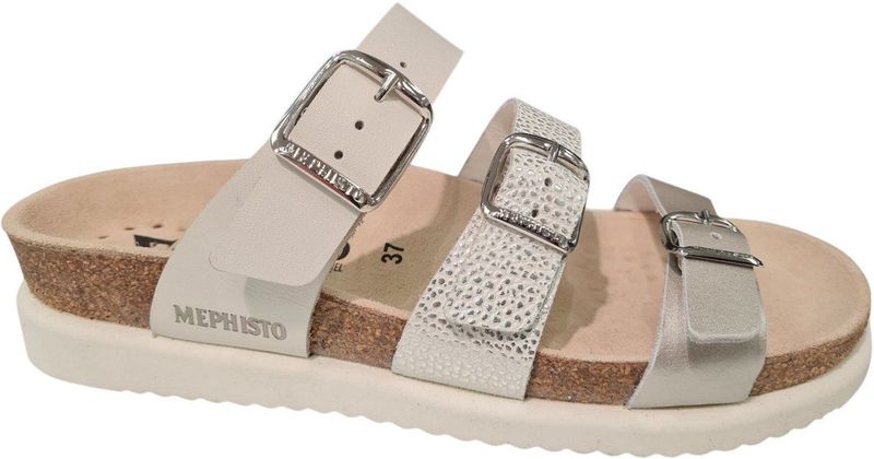 Mephisto - Hyacinta - Leren Slippers - Zilver Wit - Dames