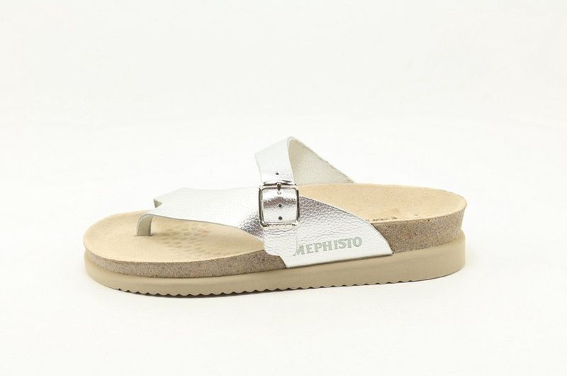 Mephisto - Helen - Schoenen - Grijs - Leer - Zilveren Teenloafer Sandaal