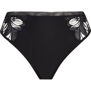 Lise Charmel - Glamour Couture - String - Zwart - Tule, Geborduurde Bloemen, Elastische Taille
