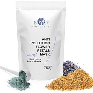 Translucent anti-pollution peel-off masker voor hydraterende gezichtsverzorging. Detox behandeling met bloemblaadjes en 100% natuurlijke alginaten. Kalmerend masker - 200 g