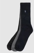 Ralph Lauren - Sokken - Blauw/Grijs/Zwart - 3 Paar - Katoenmix