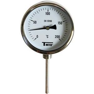 Syveco 1680001 Serie 1680 Bi-Metallic kiesthermometer, alle roestvrij staal, verticaal, 100 mm diameter, 63 mm zuiger