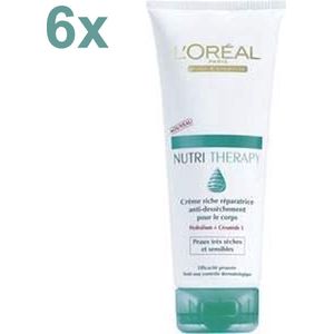 L'Oréal Paris - Bodylotion Nutri Therapy Tube - 6x 200 ml - Voordeelverpakking