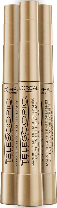 L’Oréal Paris Telescopic Black - Lengte Mascara voor Zichtbaar Langere Wimpers - Zwart - 8 ml – 3 stuks