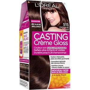 L'Oréal Paris Casting Crème Gloss Ton on Tone Haarverf, zonder ammoniak, chocolade ijs (515), 2 stuks