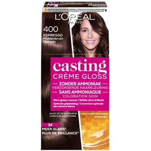 L'Oréal Paris Ammoniak- en siliconenvrije kleuring, intensieve verzorgende haarkleur met glanzende balsem en reflex, haarkleur nr. 400 bruin